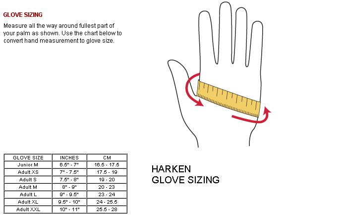 Harken Sailing Gloves Size Chart